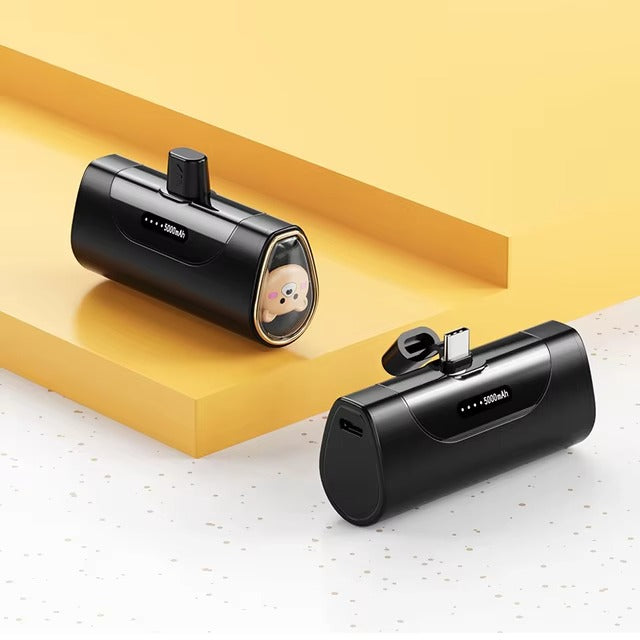 Compact 5000mAh power bank for fast charging, perfect for smartphones and USB-powered devices, portable for travel or daily use.